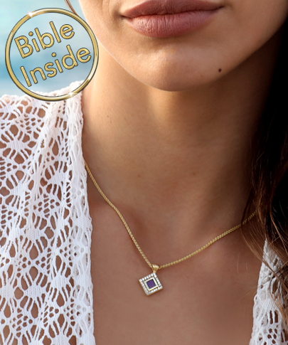 Handmade Christian Jewelry Gold Pendant with Bible Inside by My Nano Jewelry